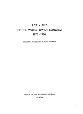 Activities of the World Jewish Congress 1975 -1980