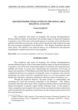 Socioeconomic Inequalities in the Rural Area