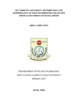 Department of Plant Pathology Dhaka-1207 June