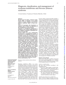 Diagnosis, Classification, and Management of Erythema