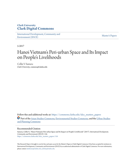 Hanoi Vietnam's Peri-Urban Space and Its Impact on People's