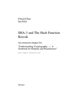 SHA-3 and the Hash Function Keccak