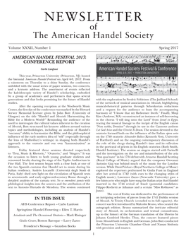 NEWSLETTER of the American Handel Society