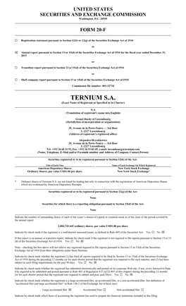 TERNIUM S.A. (Exact Name of Registrant As Specified in Its Charter)