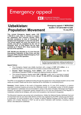 Uzbekistan: Population Movement