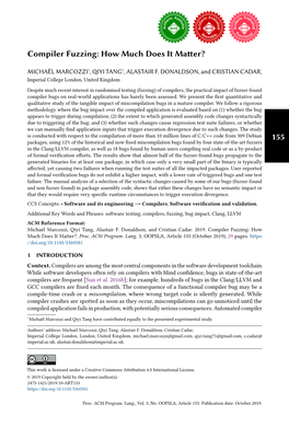 Compiler Fuzzing: How Much Does It Matter?