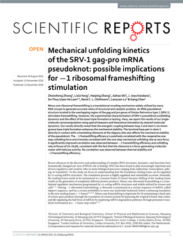 1 Ribosomal Frameshifting Stimulation