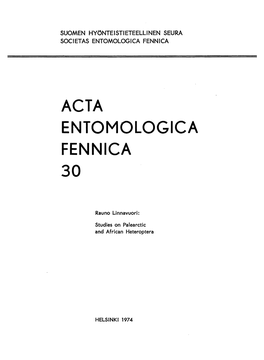 ACTA ENTOMOLOGICA FENNICA 30 Julkaissut - Edidit SUOMEN HYONTEISTIETEELLINEN SEURA SOCIETAS ENTOMOLOGICA FENNICA