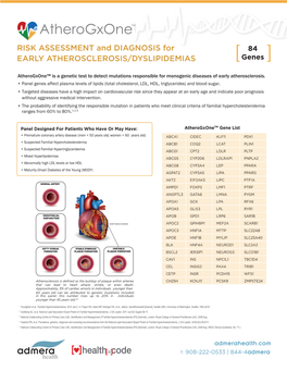 RISK ASSESSMENT and DIAGNOSIS for EARLY ATHEROSCLEROSIS