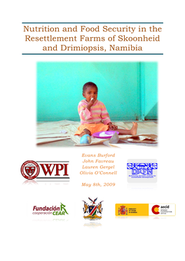 Nutrition and Food Security in the Resettlement Farms of Skoonheid and Drimiopsis, Namibia