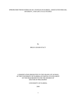 Spirorchiid Trematodes of Sea Turtles in Florida: Associated Disease, Diversity, and Life Cycle Studies