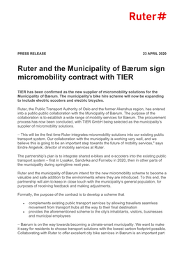 Ruter and the Municipality of Bærum Sign Micromobility Contract with TIER