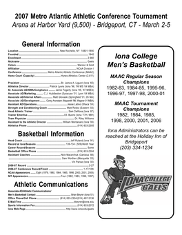 General Information Basketball Information Athletic
