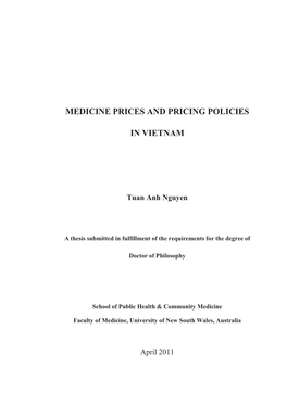 Medicine Prices and Pricing Policies in Vietnam
