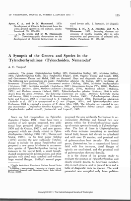 A Synopsis of the Genera and Species in the Tylenchorhynchinae (Tylenchoidea, Nematoda)1