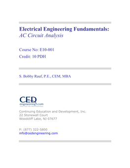 Electrical Engineering Fundamentals: AC Circuit Analysis