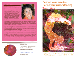 Deepen Your Practice Refine Your Understanding Teach Yoga