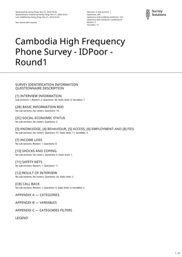 Cambodia High Frequency Phone Survey - Idpoor - Round1