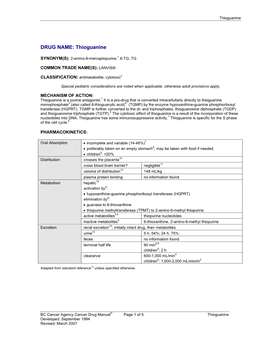 DRUG NAME: Thioguanine