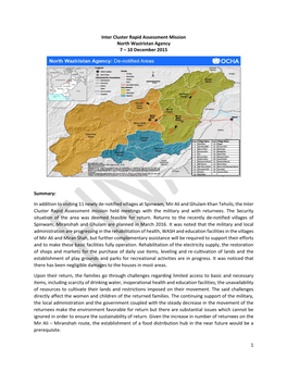 1 Inter Cluster Rapid Assessment Mission North Waziristan Agency 7
