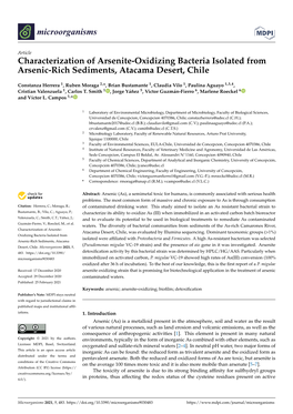 Characterization of Arsenite-Oxidizing Bacteria Isolated from Arsenic-Rich Sediments, Atacama Desert, Chile