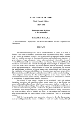 MARIE EUGÉNIE MILLERET Marie Eugénie Milleret 1817- 1898 Foundress of the Religious of the Assumption Hélène-Marie Bories, R