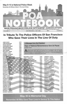In Tribute to the Police Officers of San Francisco Who Gave Their Lives in the Line of Duty