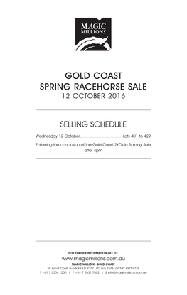 Gold Coast Spring Racehorse Sale 12 October 2016