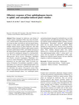 Olfactory Response of Four Aphidophagous Insects to Aphid- and Caterpillar-Induced Plant Volatiles