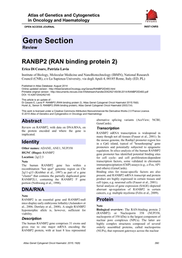 Gene Section Review