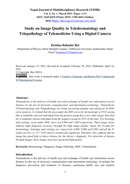 Study on Image Quality in Teledermatology and Telepathology of Telemedicine Using a Digital Camera