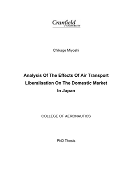Analysis of the Effects of Air Transport Liberalisation on the Domestic Market in Japan