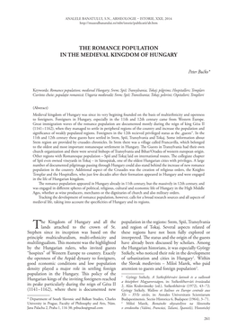 The Romance Population in the Medieval Kingdom of Hungary