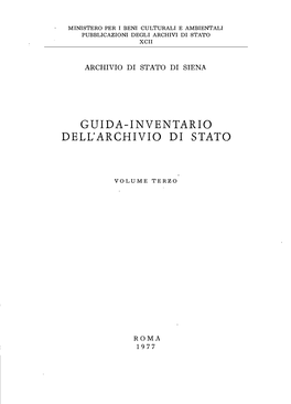 Guida-Inventario Dell'archivio Di Stato