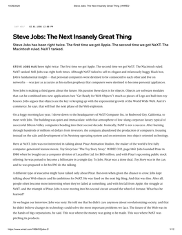 Steve Jobs: the Next Insanely Great Thing | WIRED