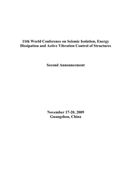 11Th World Conference on Seismic Isolation, Energy Dissipation and Active Vibration Control of Structures