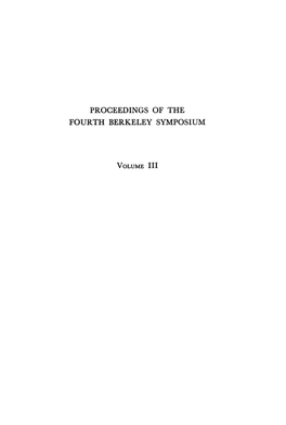 Proceedings of the Fourth Berkeley Symposium