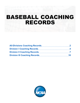 Baseball Coaching Records