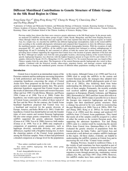 Different Matrilineal Contributions to Genetic Structure of Ethnic Groups in the Silk Road Region in China