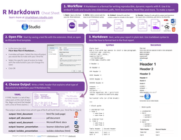 R Markdown Cheat Sheet I