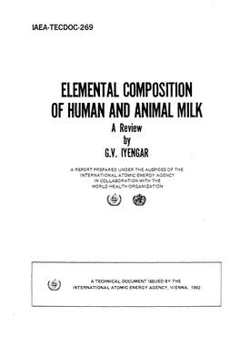 ELEMENTAL COMPOSITION of HUMAN and ANIMAL MILK a Review by G.V