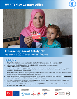 WFP Turkey Country Office Emergency Social Safety Net