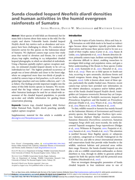 Sunda Clouded Leopard Neofelis Diardi Densities and Human Activities in the Humid Evergreen Rainforests of Sumatra