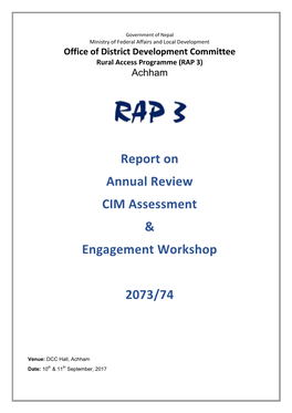 Report on Annual Review CIM Assessment & Engagement