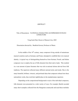 ABSTRACT Title of Dissertation: NATIONAL