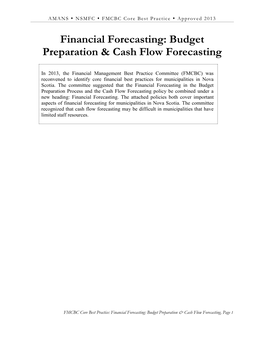 Budget Preparation & Cash Flow Forecasting
