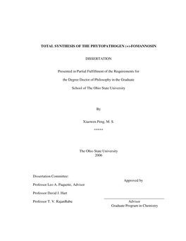 Total Synthesis of the Phytopathogen (+)-Fomannosin