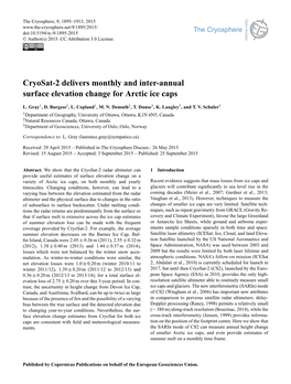 Cryosat-2 Delivers Monthly and Inter-Annual Surface Elevation Change for Arctic Ice Caps