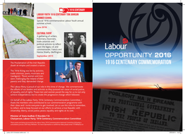 Labour Youth 1916 Centenary Tom Johnson Summer School Cultural