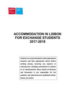 Accommodation in Lisbon for Exchange Students 2017-2018